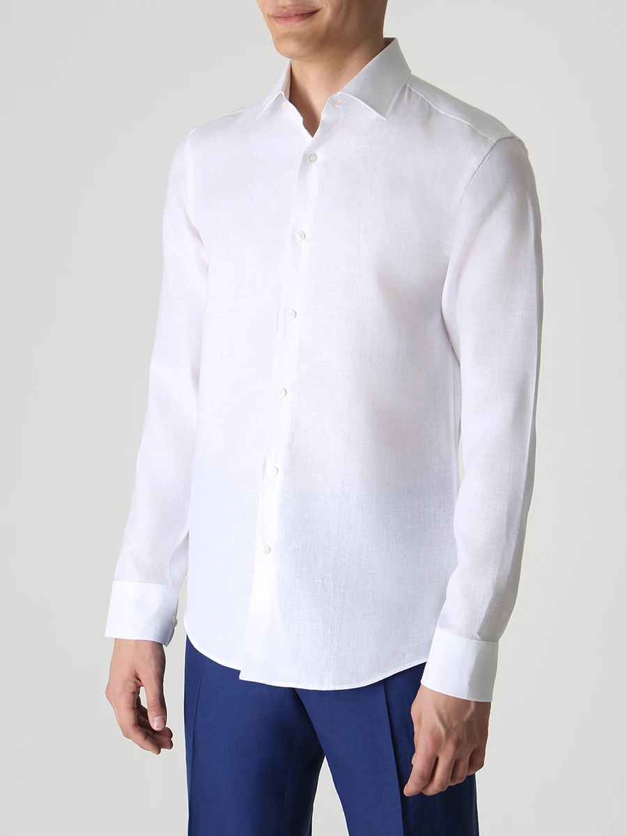 Рубашка Slim Fit льняная BOSS 50490234/100, размер 48, цвет белый 50490234/100 - фото 4