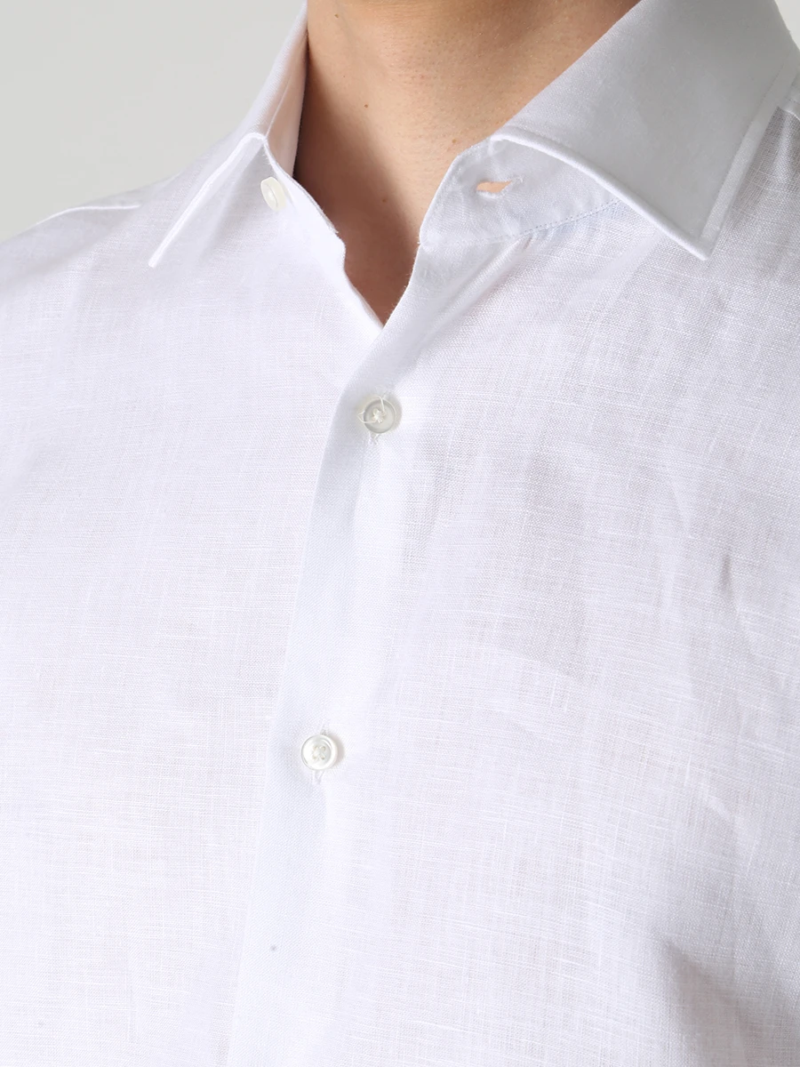 Рубашка Slim Fit льняная BOSS 50490234/100, размер 48, цвет белый 50490234/100 - фото 5