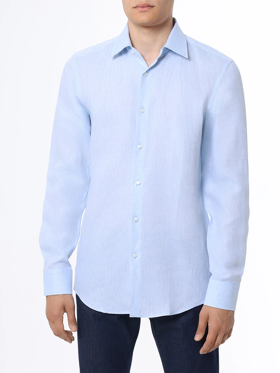 Рубашка Slim Fit льняная BOSS 50490234/450, размер 48, цвет голубой 50490234/450 - фото 4