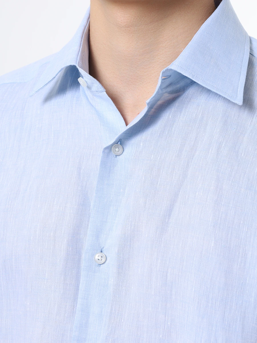 Рубашка Slim Fit льняная BOSS 50490234/450, размер 48, цвет голубой 50490234/450 - фото 5