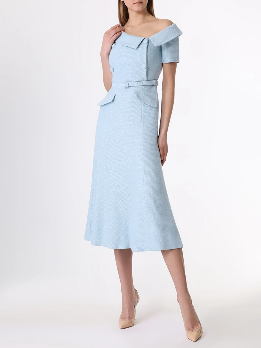 Платье из вискозы SELF-PORTRAIT PF23-078M-BL Голубой  Фото 2
