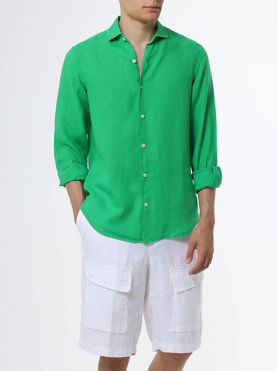 Рубашка льняная MC2 SAINT BARTH PAMPLONA 57, размер 52, цвет зеленый - фото 2