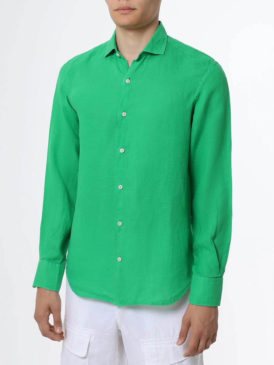 Рубашка льняная MC2 SAINT BARTH PAMPLONA 57, размер 52, цвет зеленый - фото 4