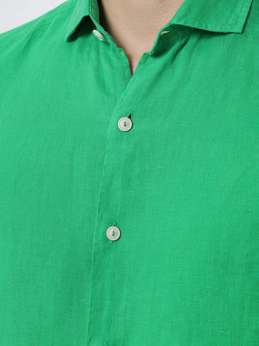 Рубашка льняная MC2 SAINT BARTH PAMPLONA 57, размер 52, цвет зеленый - фото 5