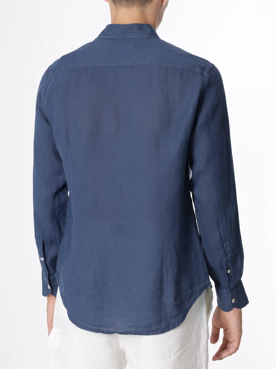 Рубашка Regular Fit льняная MC2 SAINT BARTH PAMPLONA 61, размер 48, цвет синий - фото 3