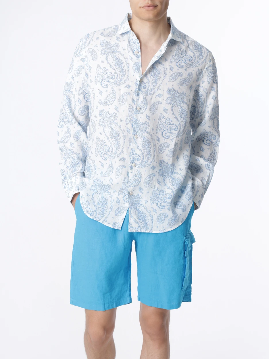 Рубашка Slim Fit льняная MC2 SAINT BARTH PAMPLONA ELEGANT PAISLEY 0117, размер 50, цвет белый - фото 2