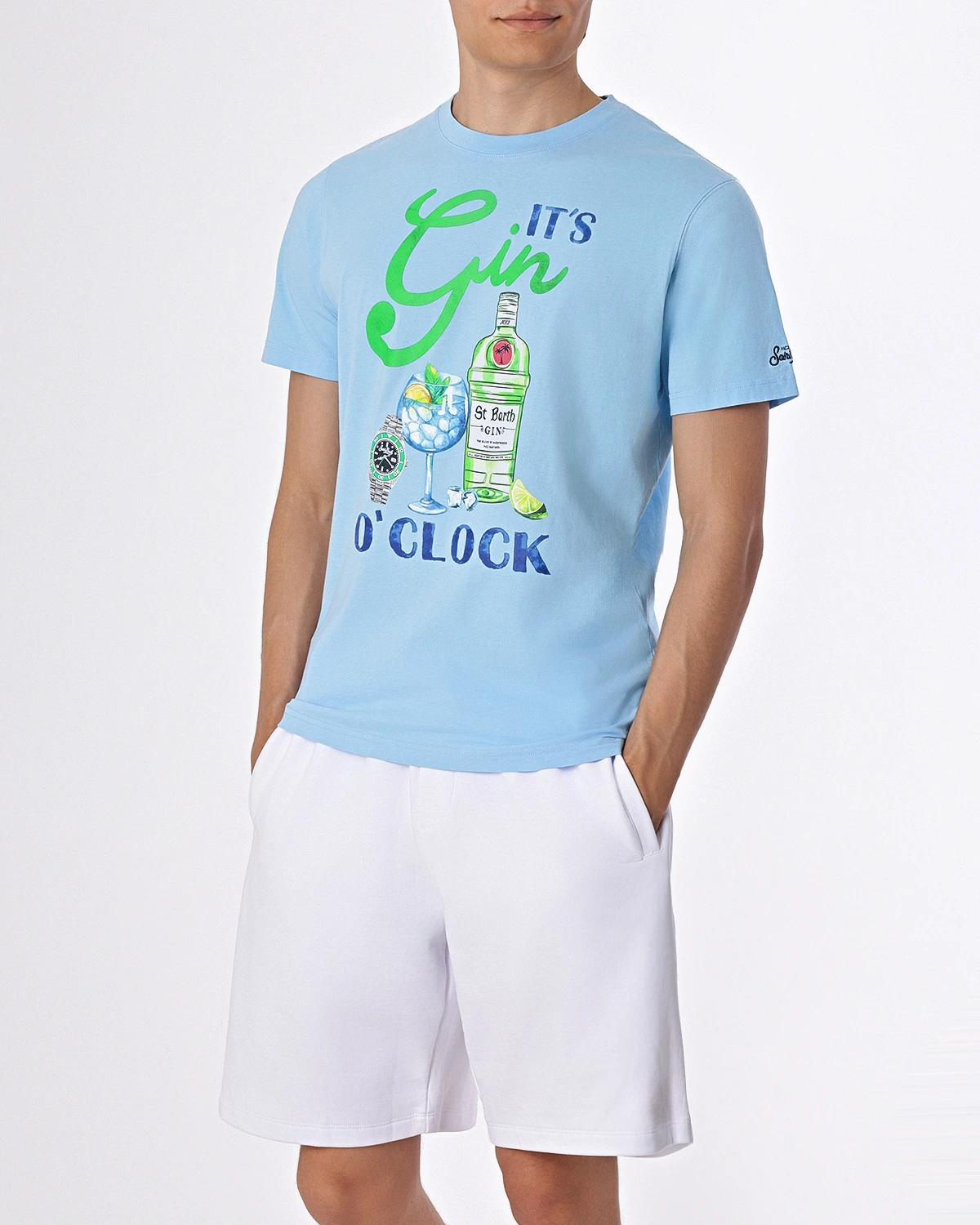 

Футболка хлопковая, Голубой, TSHIRT MAN GIN O CLOCK 31