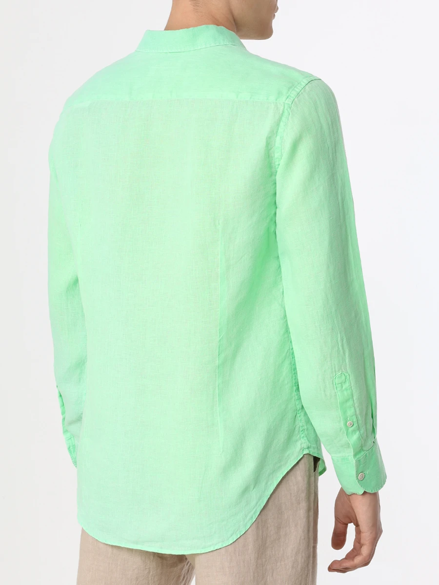 Рубашка Regular Fit льняная MC2 SAINT BARTH PAMPLONA 75 FLUO GREEN WATERCOLOR, размер 50, цвет зеленый - фото 3