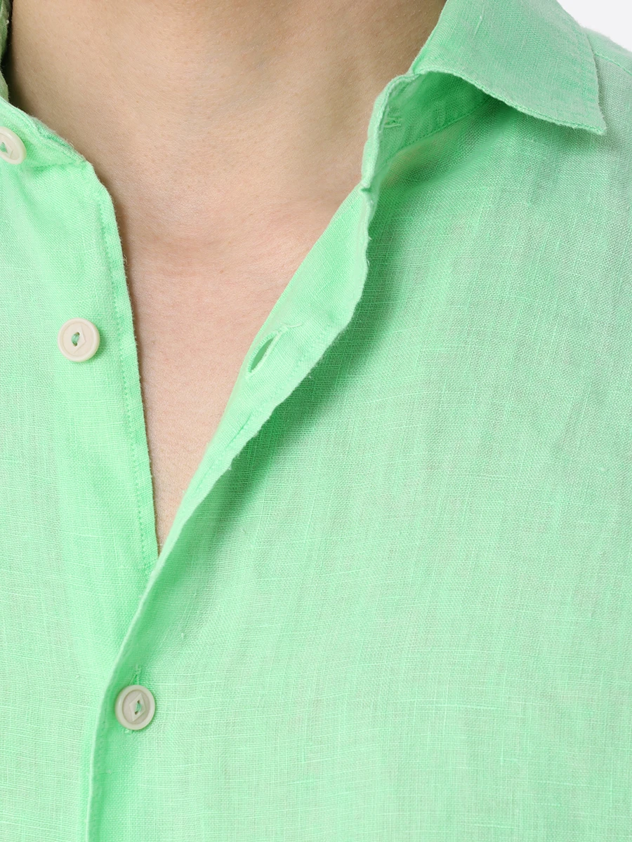 Рубашка Regular Fit льняная MC2 SAINT BARTH PAMPLONA 75 FLUO GREEN WATERCOLOR, размер 50, цвет зеленый - фото 5