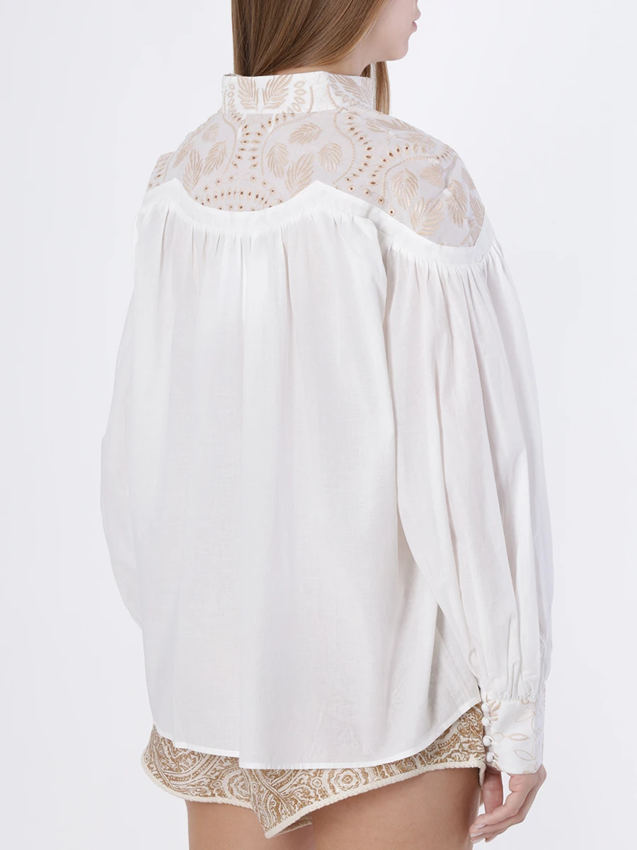 Блуза хлопковая IXIAH 222-50298, размер 42, цвет белый - фото 3