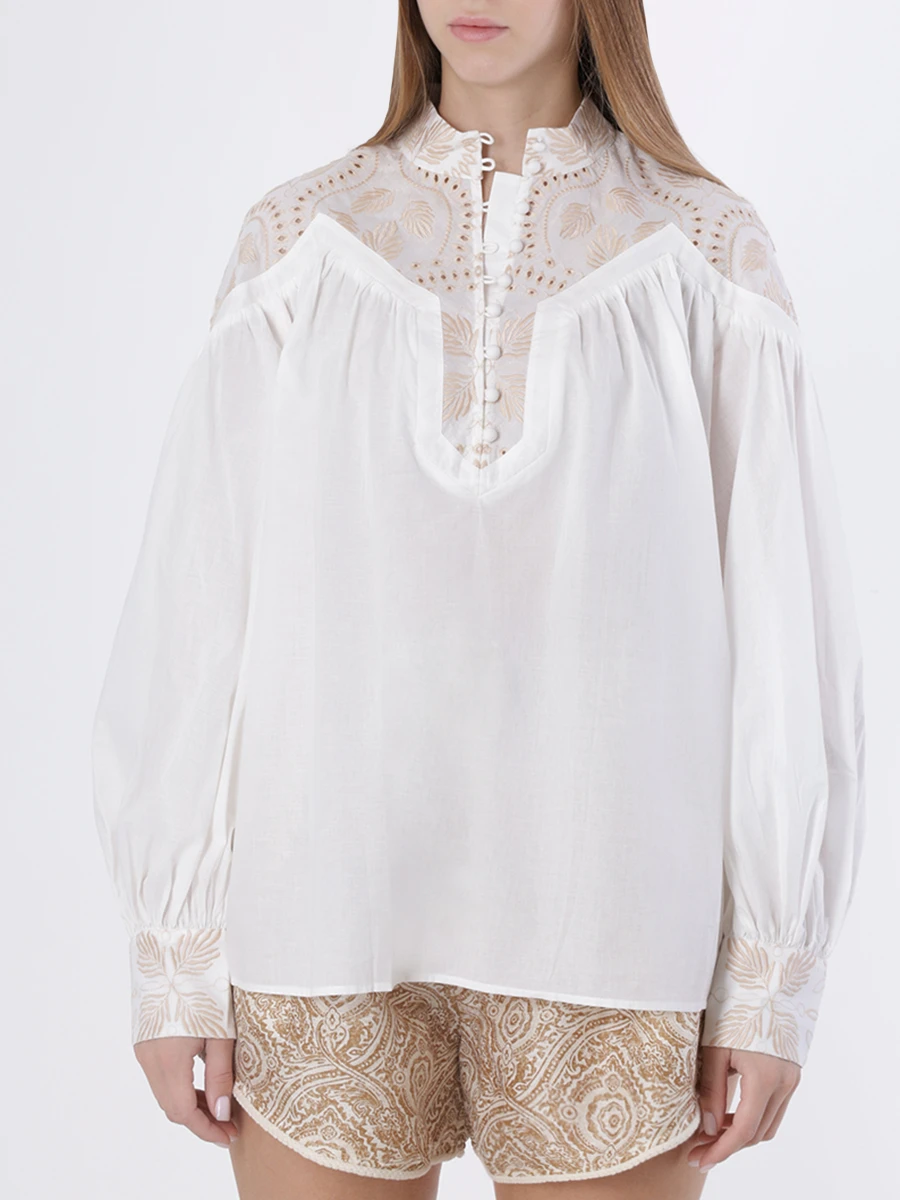 Блуза хлопковая IXIAH 222-50298, размер 42, цвет белый - фото 4
