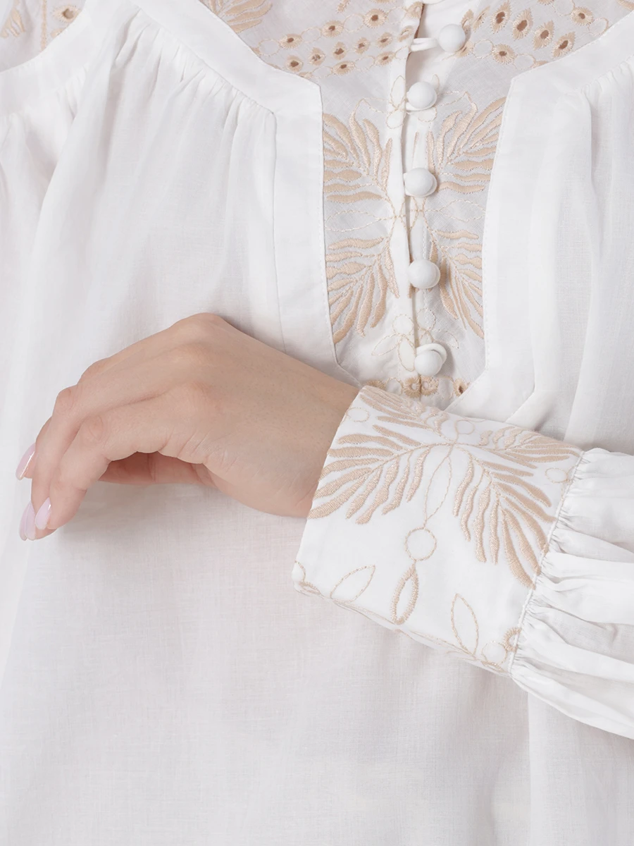 Блуза хлопковая IXIAH 222-50298, размер 42, цвет белый - фото 5