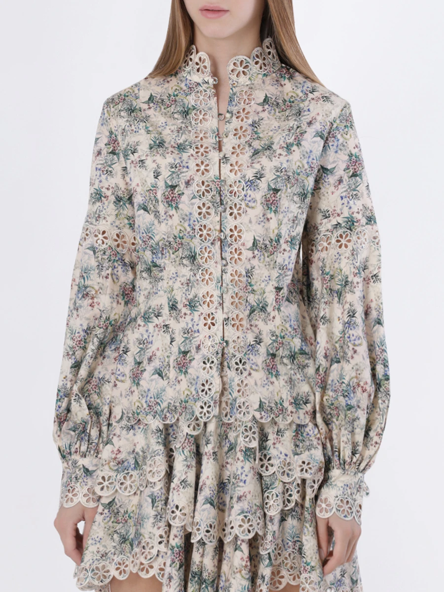 Блуза хлопковая IXIAH 222-50303, размер 42, цвет принт - фото 4