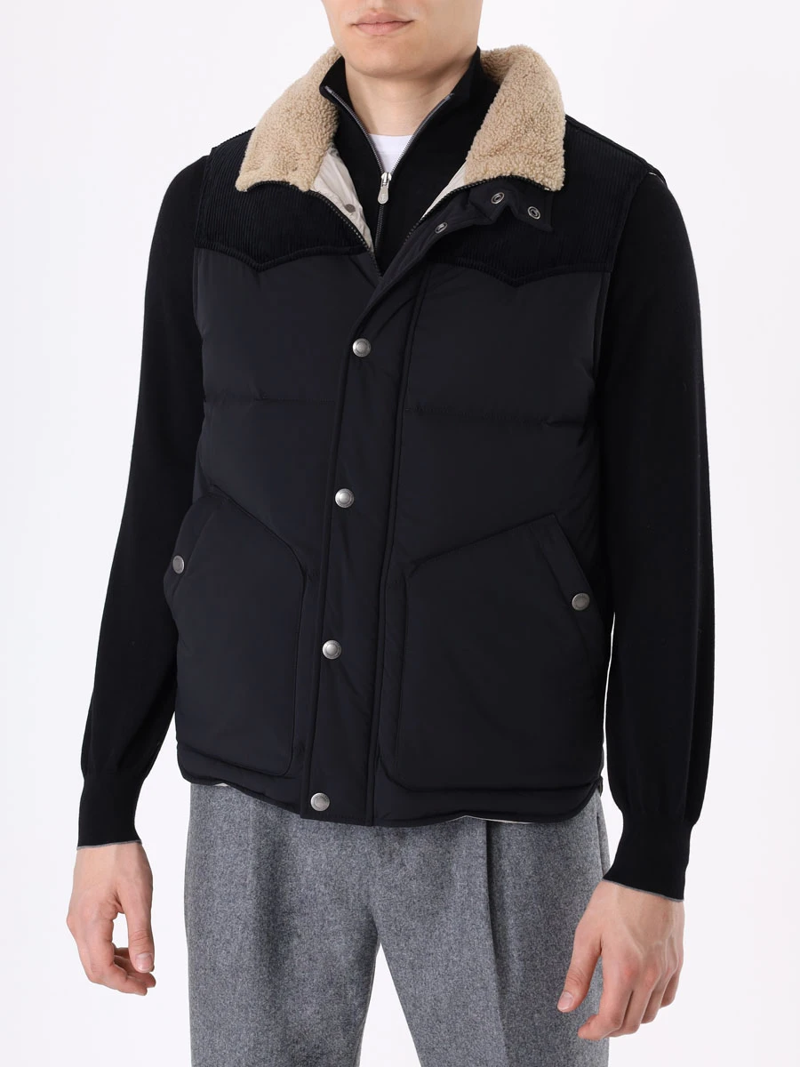 Жилет стеганый BRUNELLO CUCINELLI MM4031942 CCY28 Черный  Фото 4