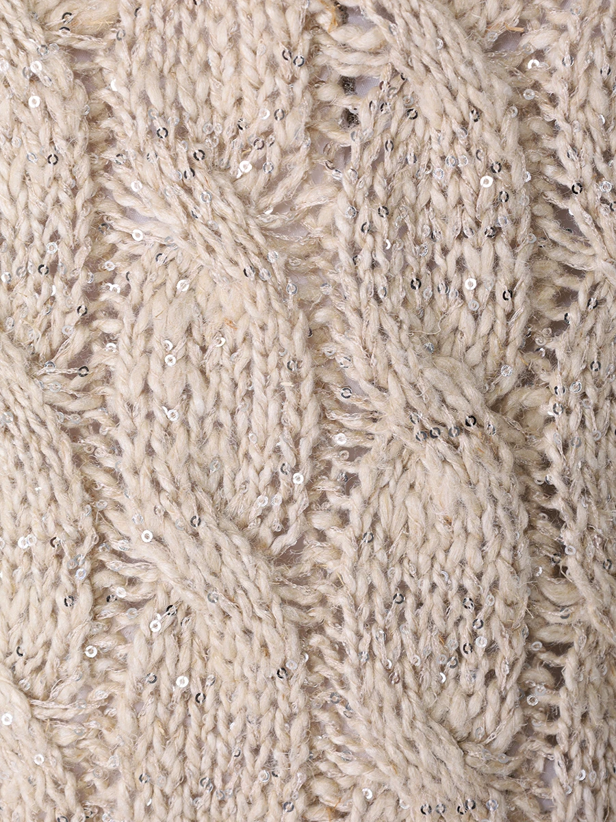 Джемпер с пайетками BRUNELLO CUCINELLI MEA358600 CBU80 Бежевый  Фото 6