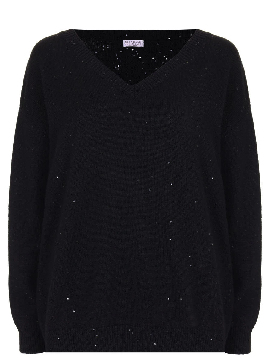 Пуловер кашемировый BRUNELLO CUCINELLI M73539902 C101 Черный 