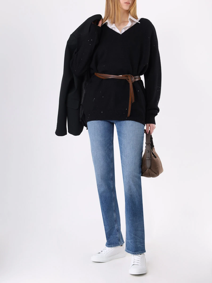 Пуловер кашемировый BRUNELLO CUCINELLI M73539902 C101 Черный  Фото 2