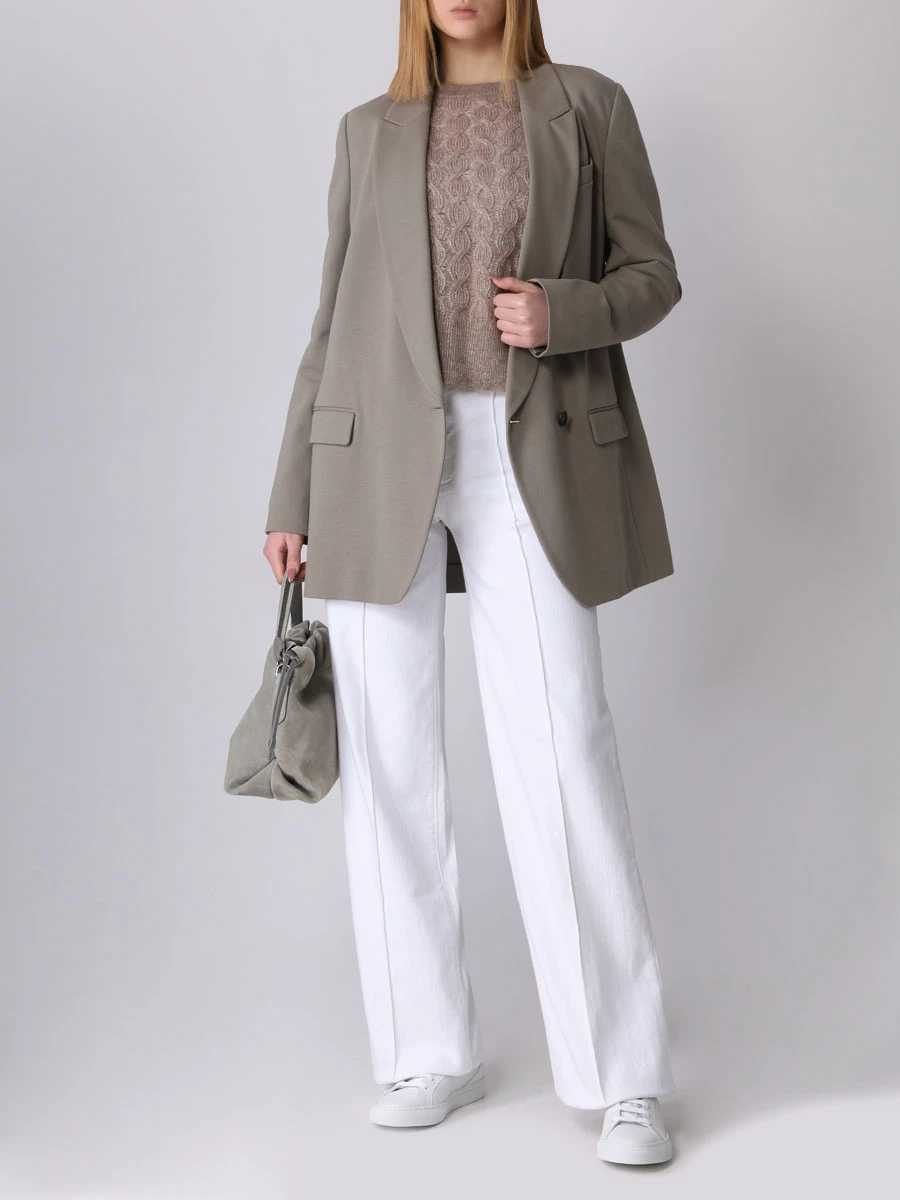 Джемпер с люрексом BRUNELLO CUCINELLI MBG747600 C1540 Бежевый  Фото 2