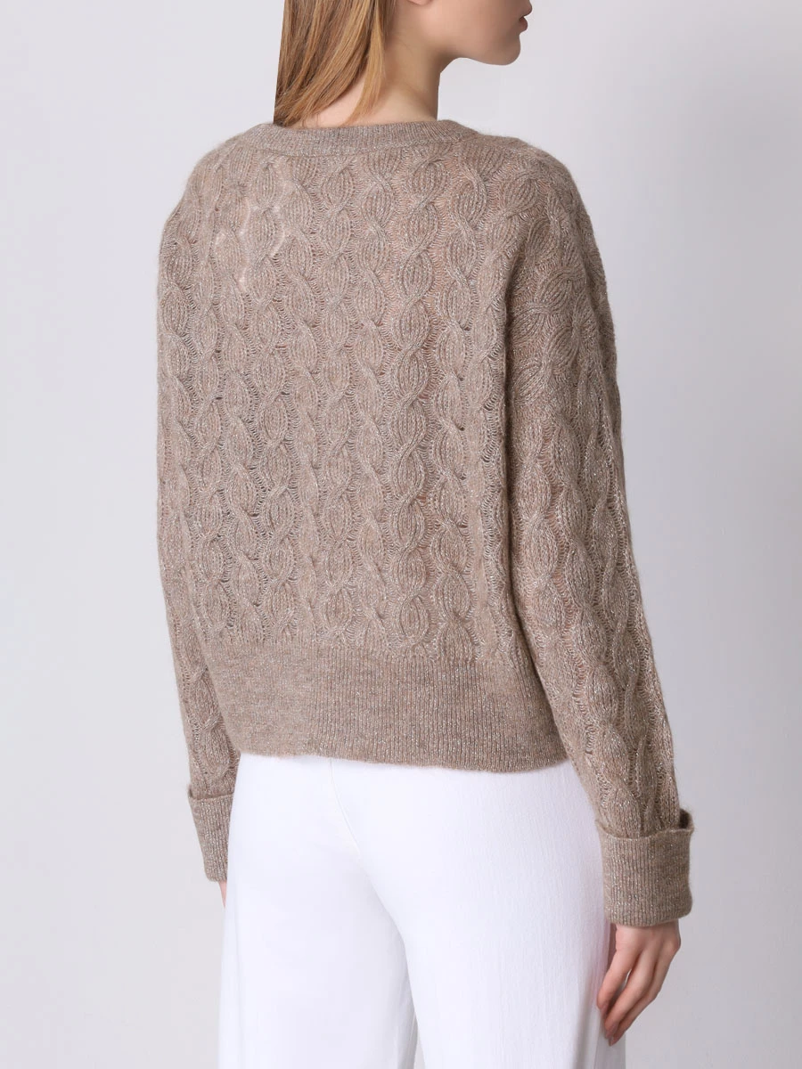 Джемпер с люрексом BRUNELLO CUCINELLI MBG747600 C1540 Бежевый  Фото 3