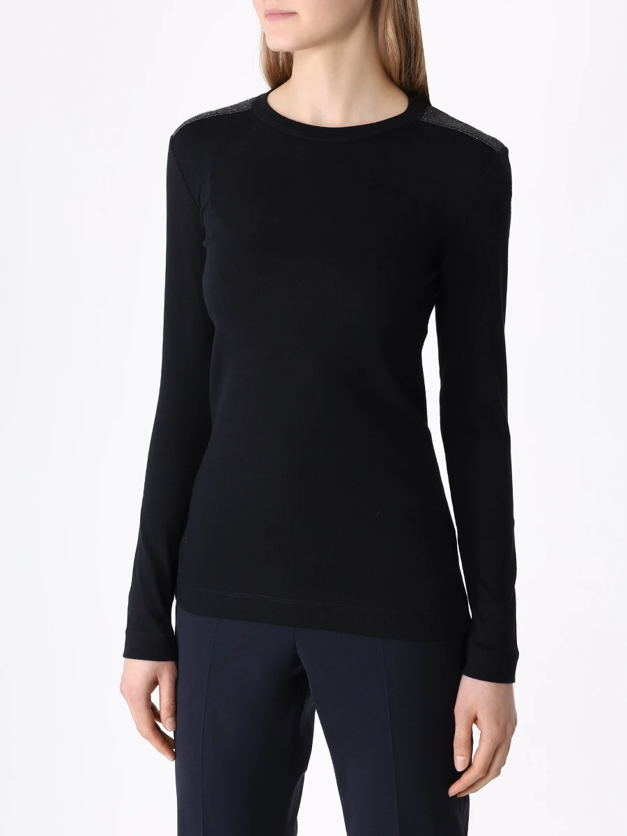 Лонгслив хлопковый BRUNELLO CUCINELLI M0TC8BG700 C101 Черный  Фото 4