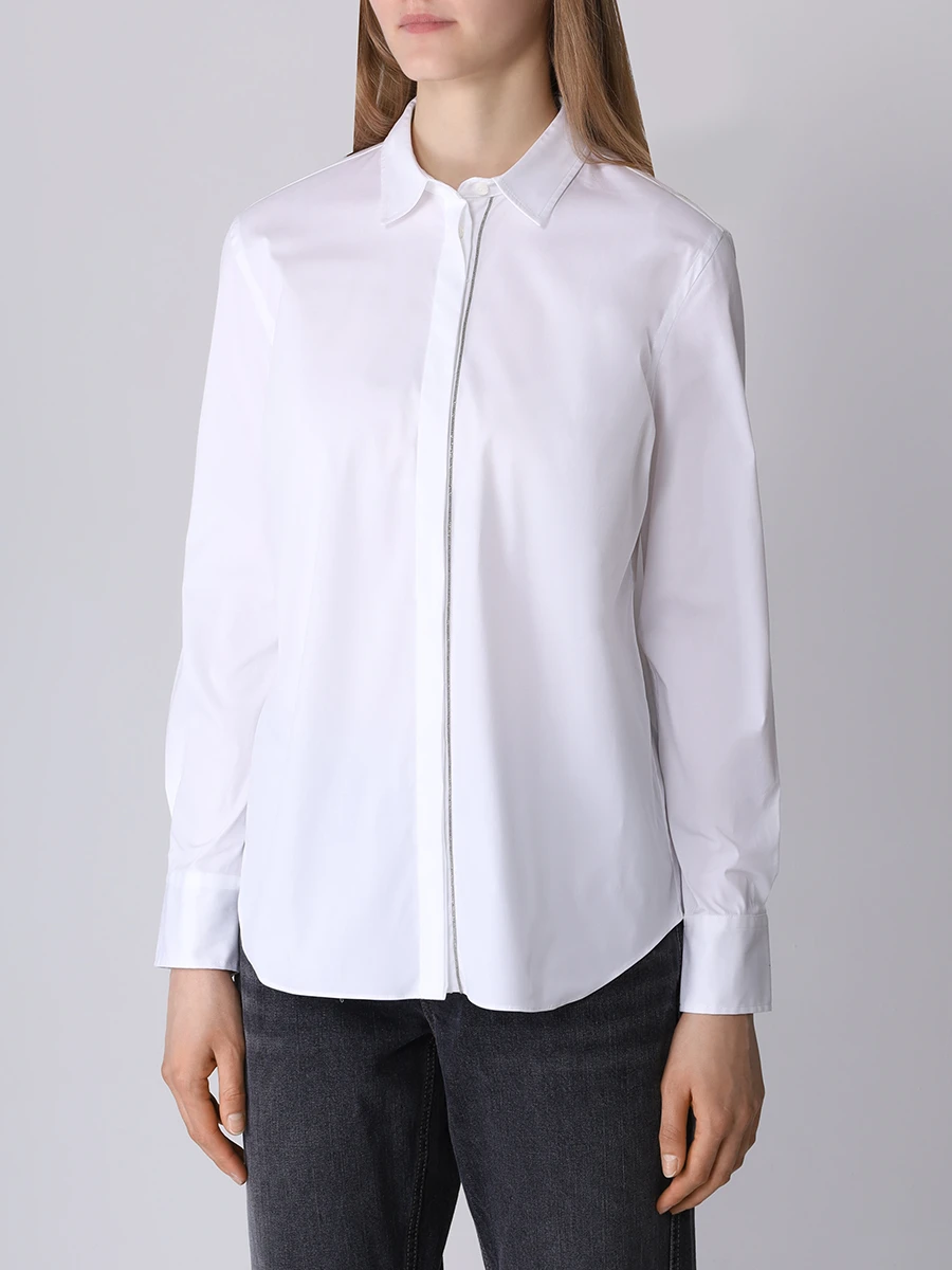 Рубашка хлопковая BRUNELLO CUCINELLI M0091MA206 C159 Белый  Фото 4