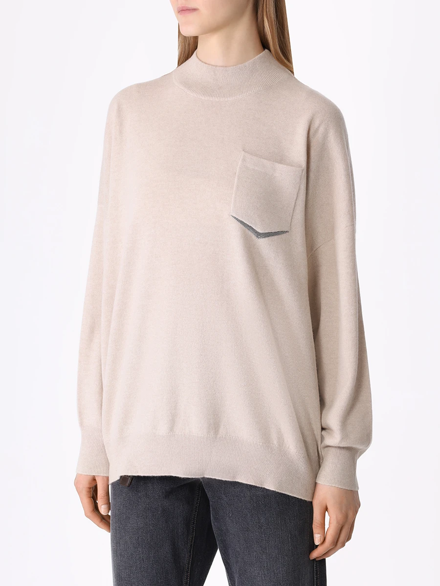 Джемпер кашемировый BRUNELLO CUCINELLI M12186504 CN058 Бежевый  Фото 4