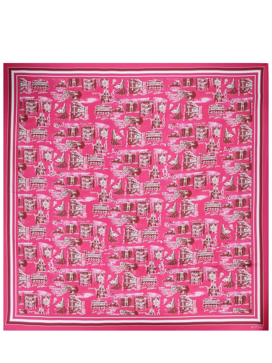 Платок шелковый KITON D53754 XC502817, размер Один размер, цвет розовый - фото 1