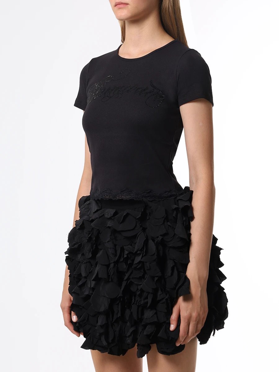 Футболка хлопковая BLUMARINE A322T032A N0990 Черный  Фото 4