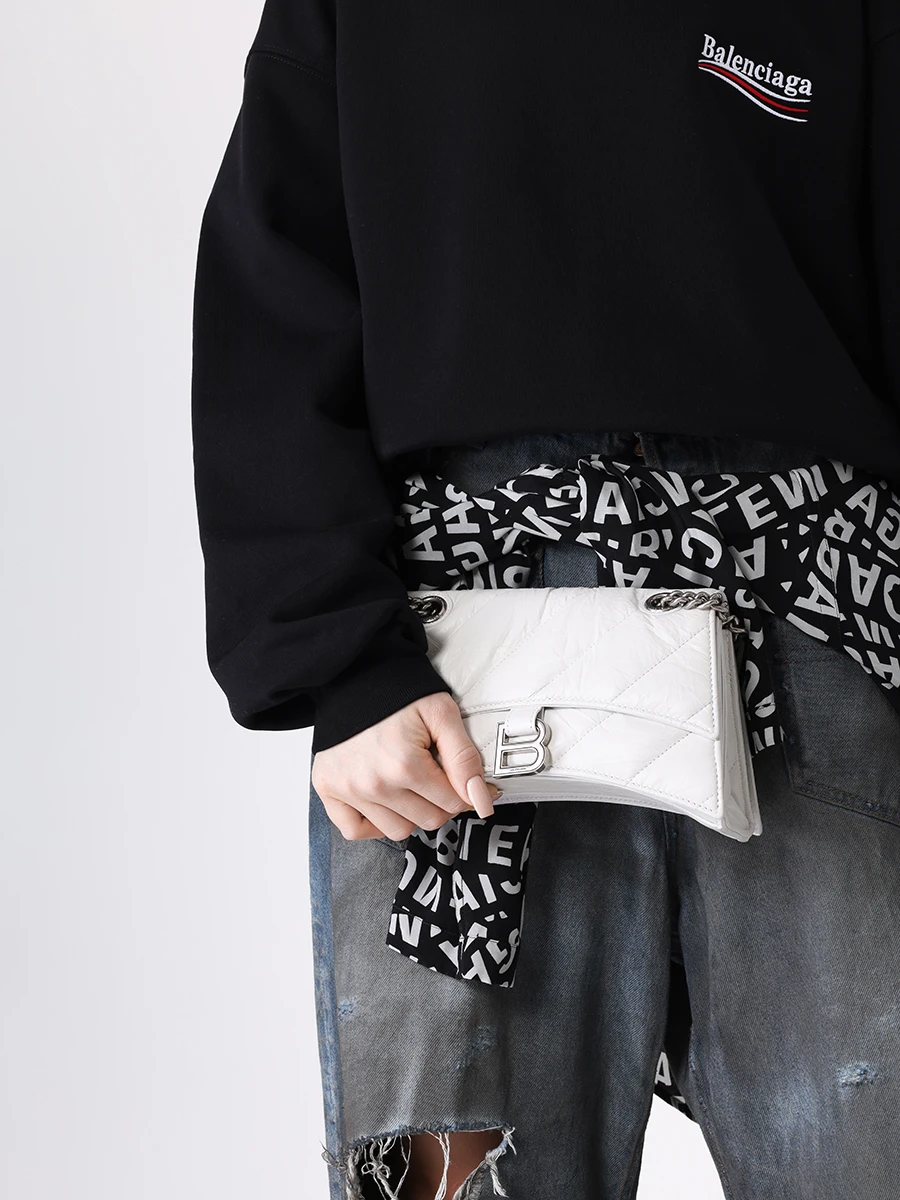 Сумка кожаная Crush BALENCIAGA 716351210J0/9001 Белый  Фото 2