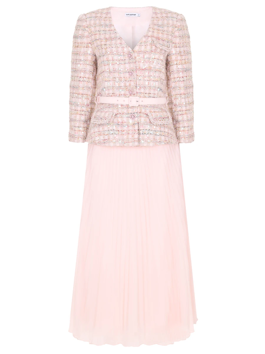Комплект юбка и жакет SELF-PORTRAIT PF23-088M-P, размер 40, цвет розовый
