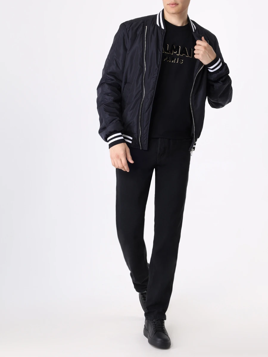 Футболка хлопковая BALMAIN BH1EG010BB99 Черный  Фото 2