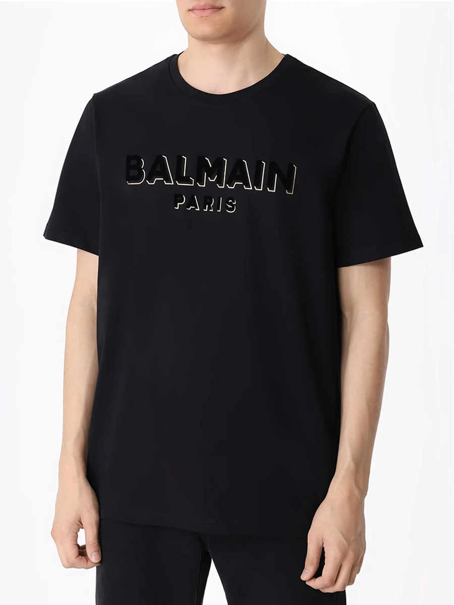 Футболка хлопковая BALMAIN BH1EG010BB99 Черный  Фото 4
