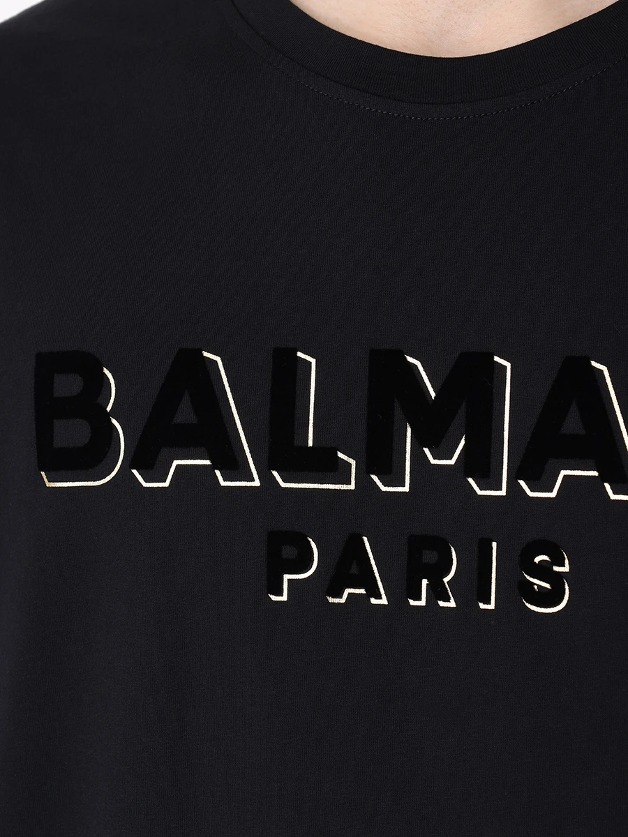 Футболка хлопковая BALMAIN BH1EG010BB99 Черный  Фото 5