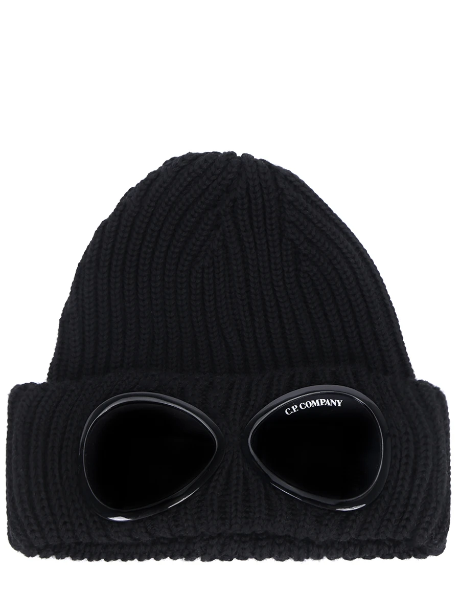 Шапка шерстяная CP COMPANY 15CMAC122A-005509A/999 BEANY GOGGLE, размер Один размер, цвет черный 15CMAC122A-005509A/999 BEANY GOGGLE - фото 1