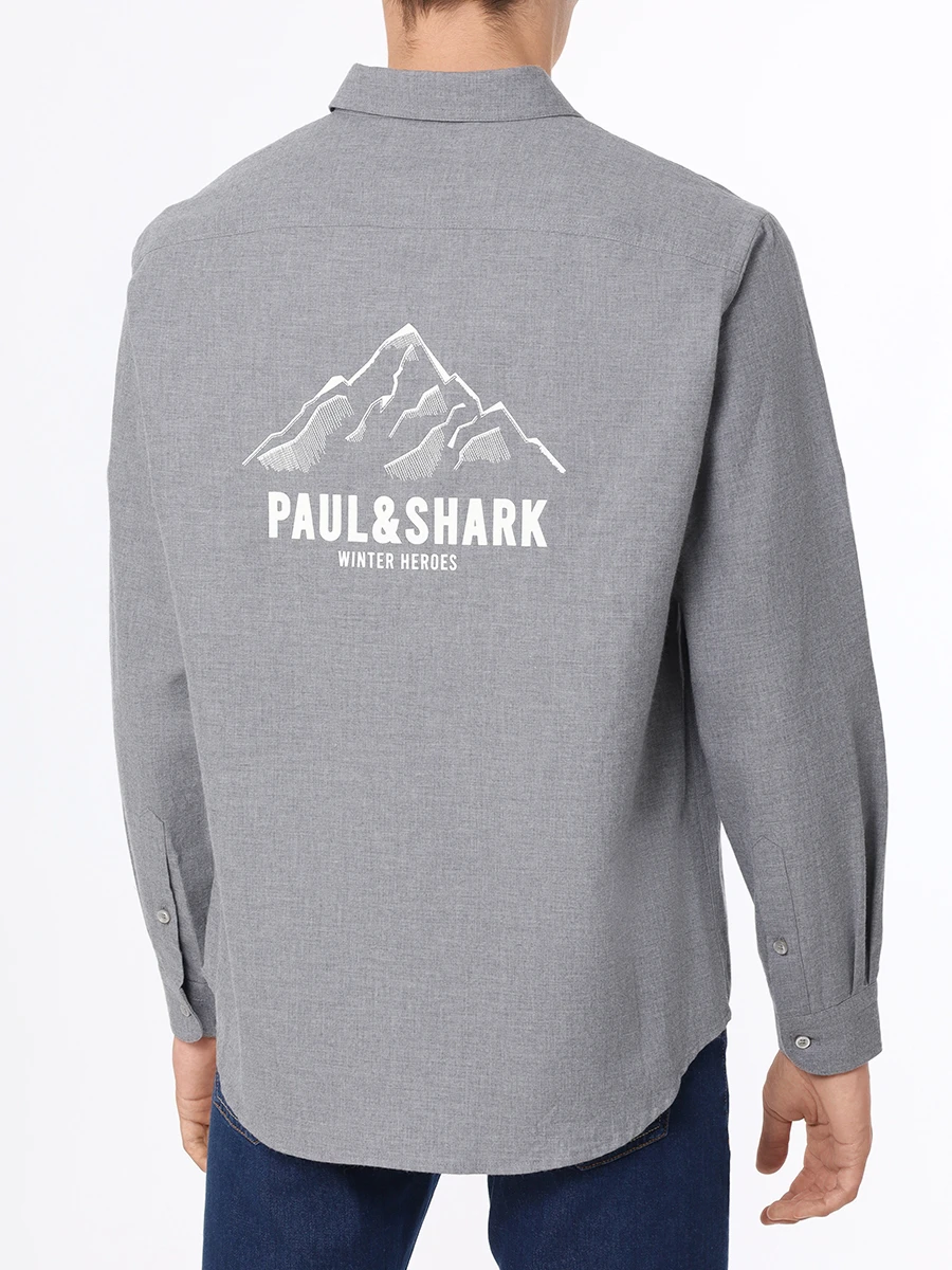 Рубашка Regular Fit хлопковая PAUL & SHARK 13313158/001, размер 48, цвет серый 13313158/001 - фото 3