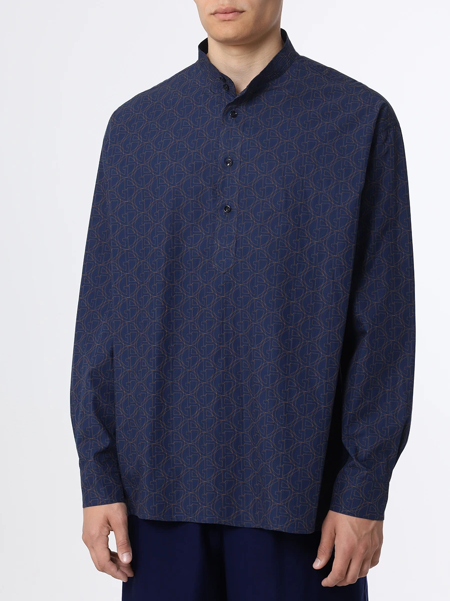 Рубашка Regular Fit хлопковая GIORGIO ARMANI 3WGCC08D T04I4 FBUB Синий  Фото 4