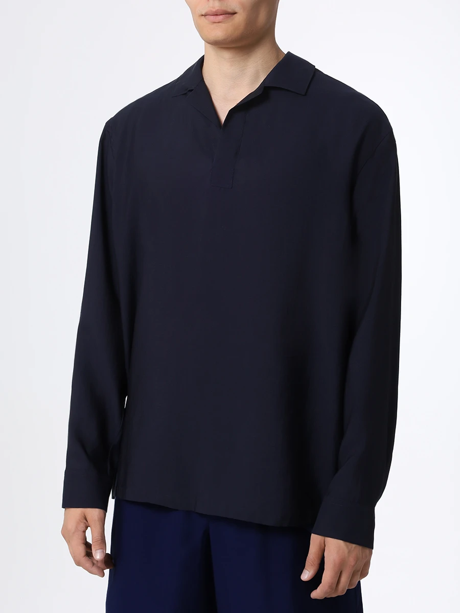 Рубашка Regular Fit из лиоцелла GIORGIO ARMANI 3WGCC07H T03K4 UBWF Темно Синий  Фото 4