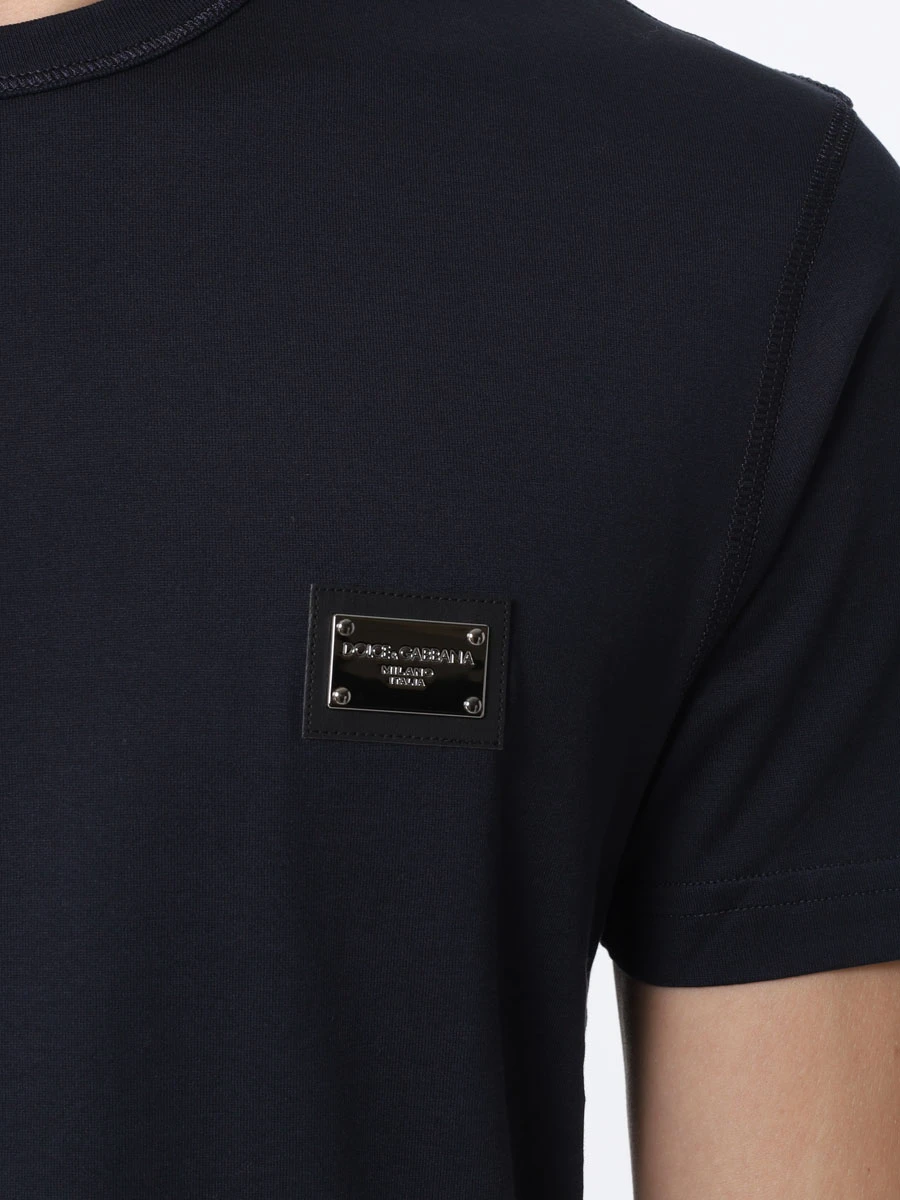Футболка хлопковая DOLCE & GABBANA G8PT1T G7F2I B0665 Синий  Фото 5