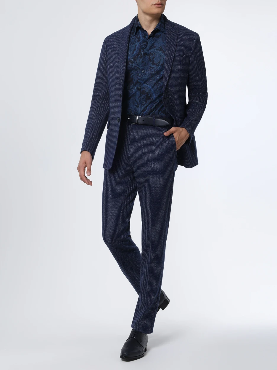 

Рубашка Slim Fit хлопковая, Синий, 12908/5761/200 Узор, Темно-