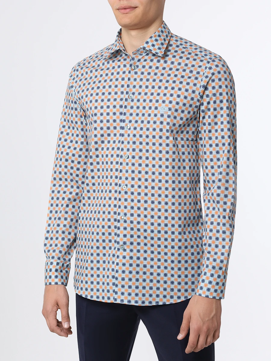 Рубашка Slim Fit хлопковая ETRO U1K526/5741/250 Голубой  Фото 4