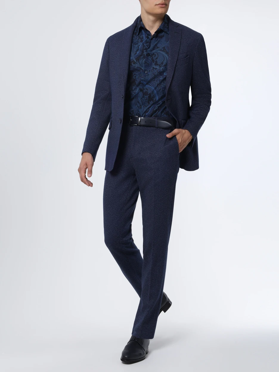 Костюм из вискозы и хлопка ETRO 1GR02/1W716/88/200 Фактура, Синий  Фото 2
