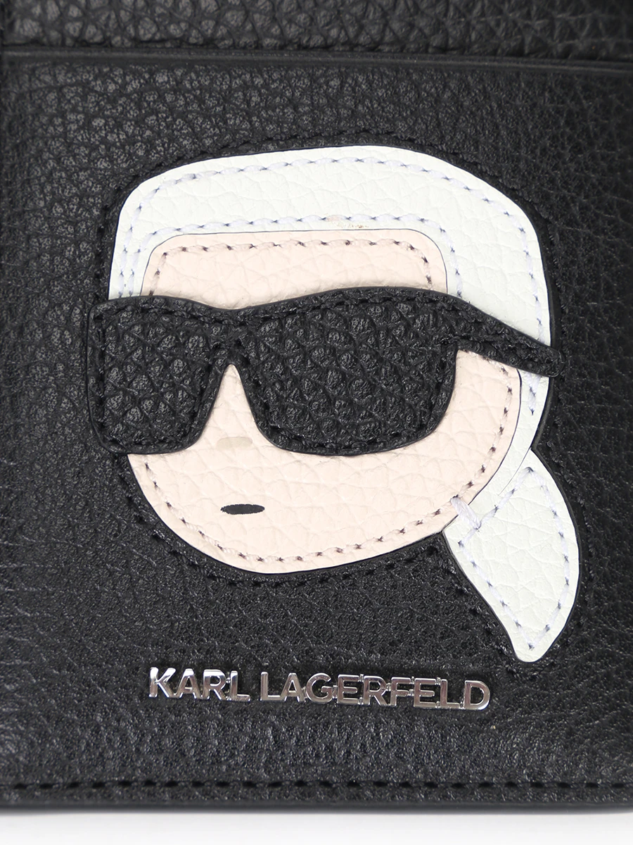 Кардхолдер кожаный K/Ikonik KARL LAGERFELD 235W3238 A999, размер Один размер, цвет черный - фото 4