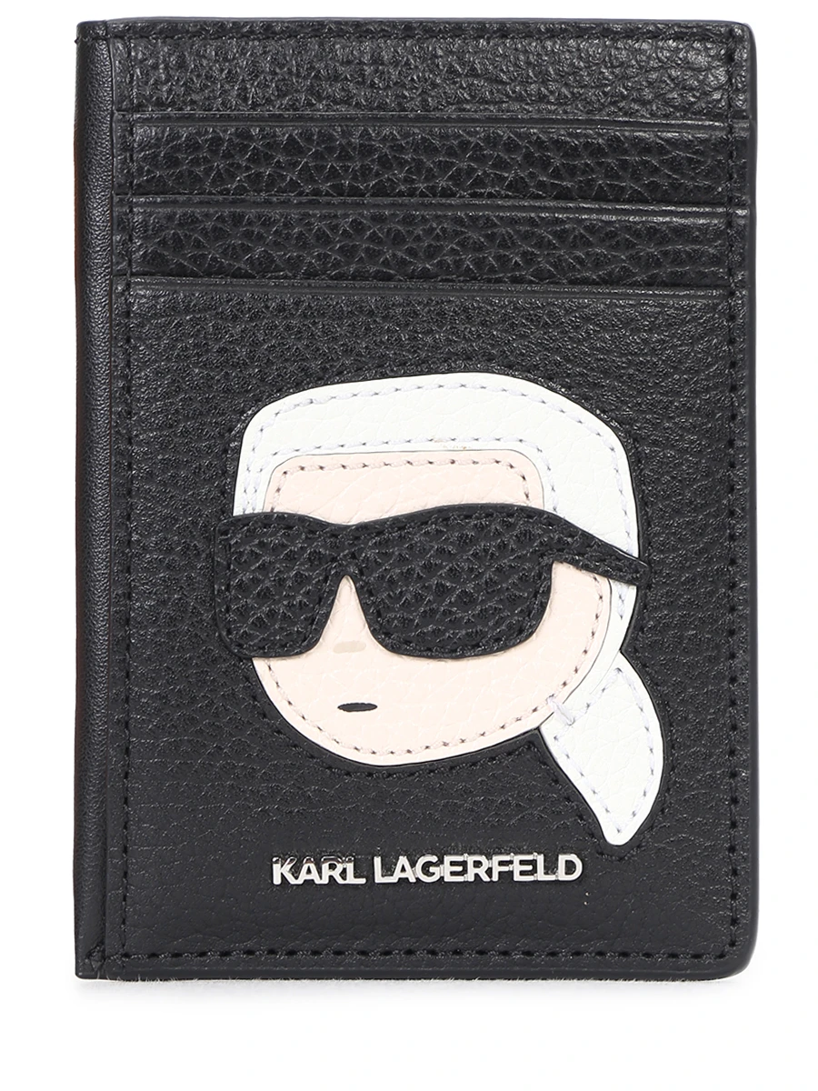 Кардхолдер кожаный K/Ikonik KARL LAGERFELD 235W3238 A999, размер Один размер, цвет черный - фото 1