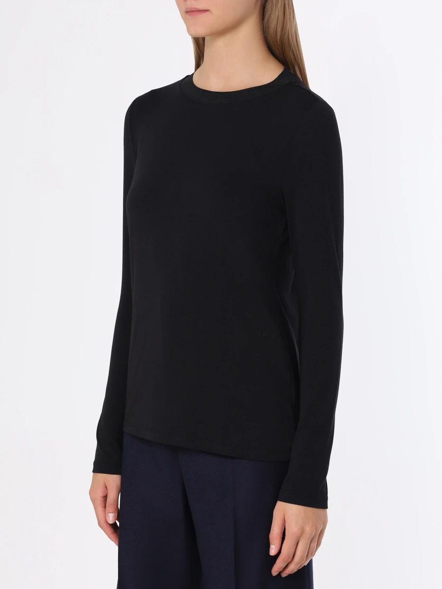 Футболка из хлопка и модала Alexi BOGNER 56345105/026 ALEXI-1 Черный  Фото 4