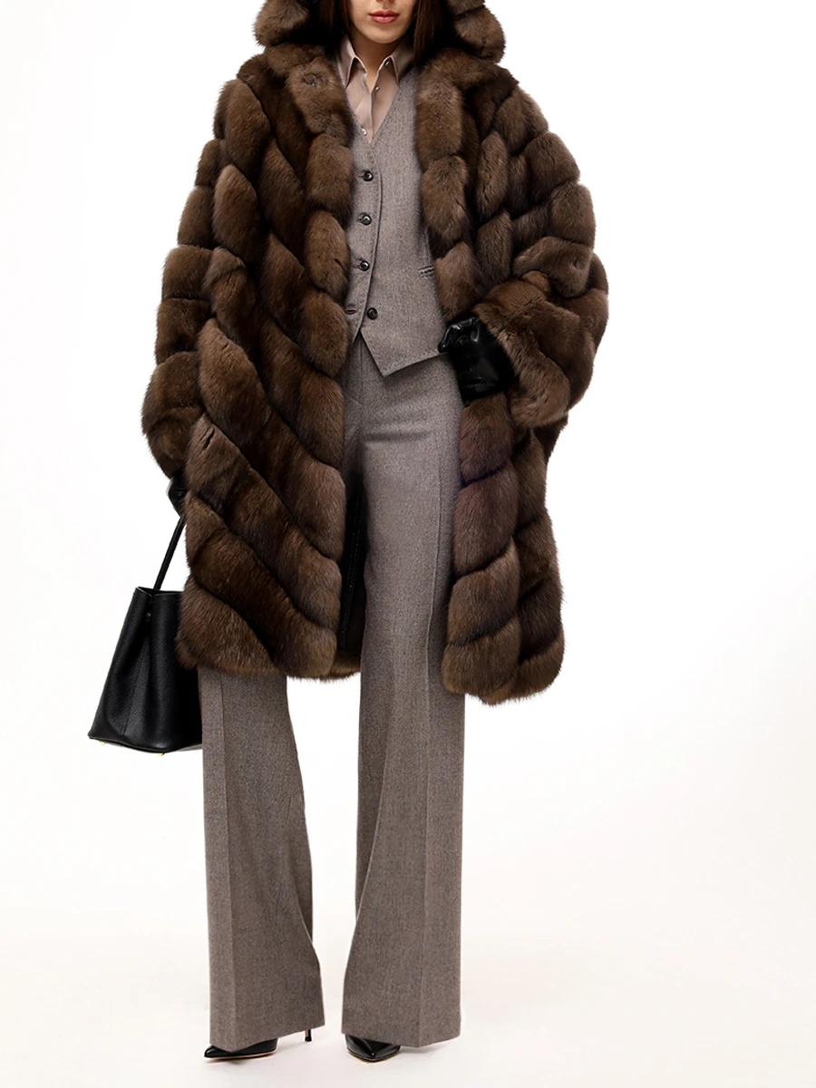 Шуба соболиная RINDI MOD.R23/066 Лет. мышь Коричневый  Фото 2