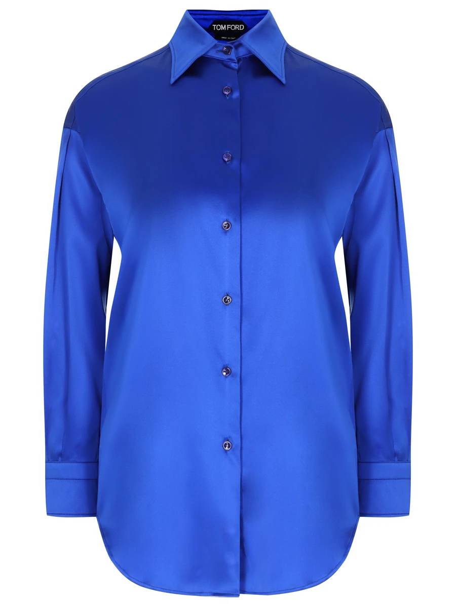 Блуза шелковая TOM FORD CA3211-FAX881 HB633, размер 42, цвет синий - фото 1