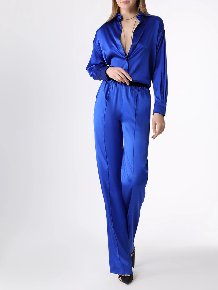 Блуза шелковая TOM FORD CA3211-FAX881 HB633, размер 42, цвет синий - фото 2