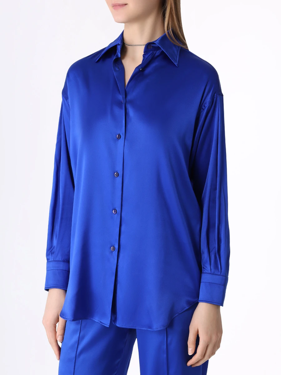 Блуза шелковая TOM FORD CA3211-FAX881 HB633, размер 42, цвет синий - фото 4