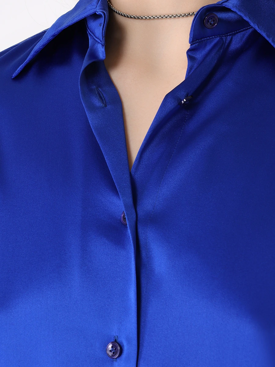 Блуза шелковая TOM FORD CA3211-FAX881 HB633, размер 42, цвет синий - фото 5