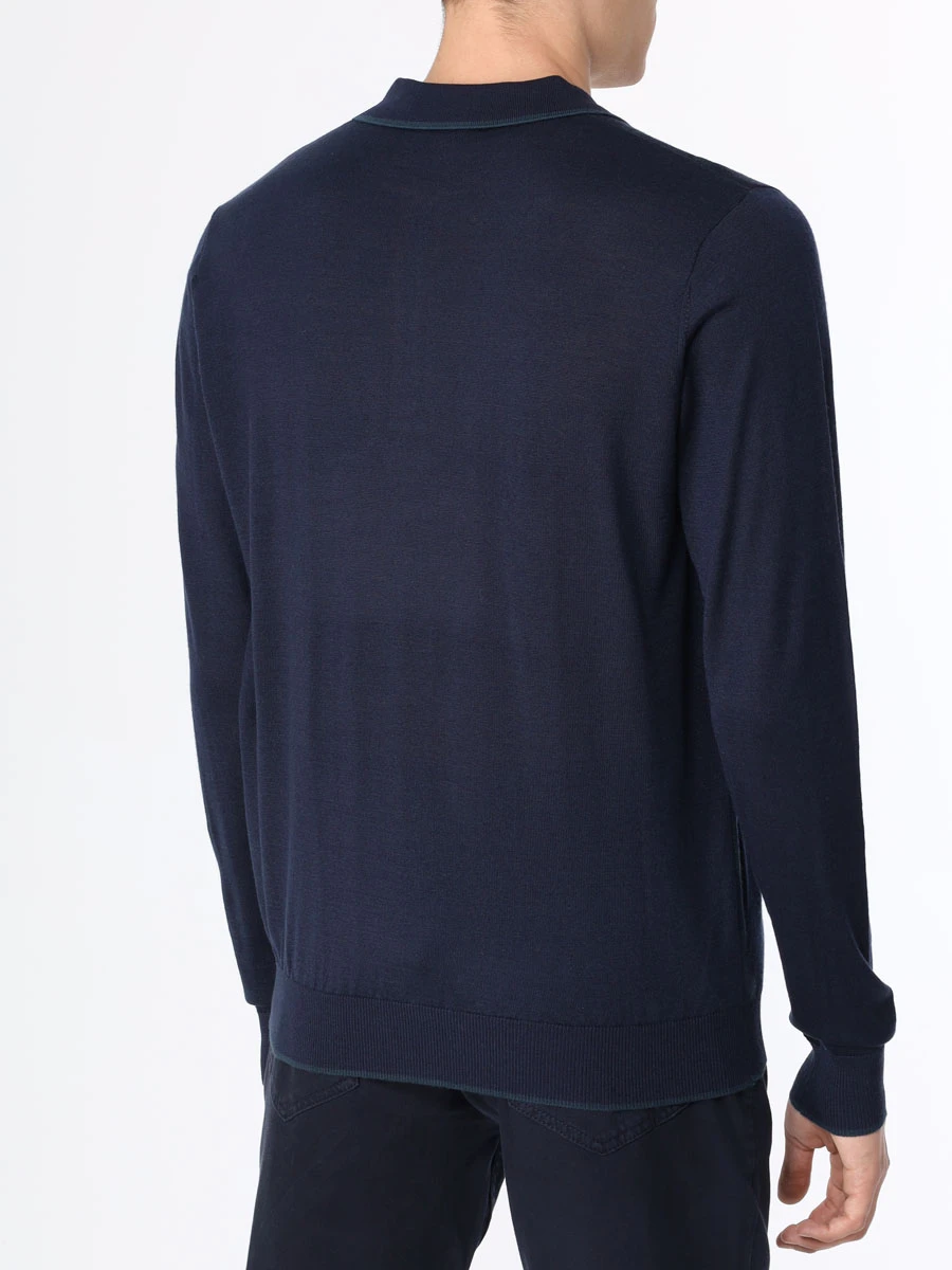 Поло из тенселя и шерсти CUDGI CFK 24-15 Ромб Синий  Фото 3